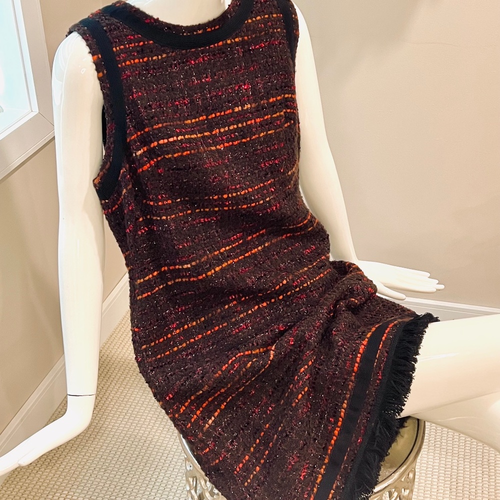 Kate Spade New York Brown Tweed Dress size 14 ( L XL ) reds oranges NWOT MINT!